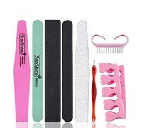 Juego de limas de uñas, kit de pulido de uñas, 12 limas de uñas de doble cara, pulidor de uñas rectangular, esponja de bloque pulida, cepillo de uñas, viene con cortador de cutículas y empujador