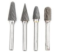 Juego de limas rotativas de 4 piezas, cabezal de molienda de acero de tungsteno para, brocas de desbarbado de carburo cementado de 6 mm con aleación dura tratada térmicamente,