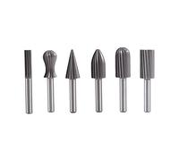 Juego de limas rotativas de 6 piezas, brocas de escofina rotativas HSS, accesorios de pulido para amoladora eléctrica, madera, metal, plástico, vástago de 6 mm, 1/4, cabeza de