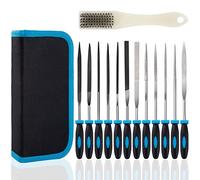 Juego de Limas y Escofinas en Acero/Diamante, 150mm/ 12PCS Incluye Lima Plana, Triángulo, Semirredondas, Redondas y Limas de Agujas para Metal, Madera, Plástico, Tallado en Bruto