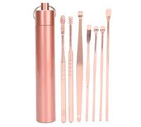 Juego de Limpiador de Cera para Oídos, Juego de Limpiador de Cera para Oídos en Espiral de Acero Inoxidable, Juego de Herramientas de Eliminación de Cera para Oídos Portátil, Kit de(Oro rosa)