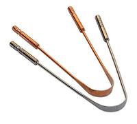 Juego de limpiador de lengua de cobre y acero inoxidable Juego de esparcidores de lengua con empuñaduras de metal para uso diario de higiene bucal cobre y acero inoxidable para limpiar la boca y la