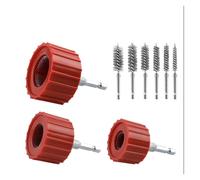 Juego de limpiador de tuberías de cobre de 3/9 piezas | Brochas de limpieza de accesorios de 1/2, 3/4 y 1 pulgada con alambre trenzado de acero inoxidable - Barra hexagonal para taladro de potencia