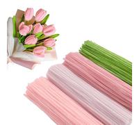 Juego de limpiadores de Pipas para Flores, Set de 400 limpiadores de Chenille en 4 Colores, 20 Varillas metálicas Verdes y 2 Rollos de Cinta Adhesiva, Manualidades y Flores DIY