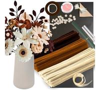 Juego de limpiadores de tuberías retro con 200 limpiadores de tuberías coloridos en 3 colores (café oscuro, marrón claro, color piel), 10 piezas de alambre de floristería, 40 perlas, 40 estambres,