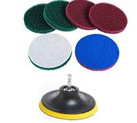 Juego de Limpieza de 4 Pulgadas con Cepillo para Azulejos y Estropajo, 2 Diferentes rigidez, Soporte de Almohadilla de Disco de 4 Pulgadas con 6 Almohadillas para Fregar(4 Pulgadas)