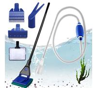 Juego de limpieza de acuario 5 en 1: accesorios para acuario, sifón de cambio de agua y 5 herramientas de limpieza extraíbles, juego de limpieza de acuario, herramientas de limpieza para cambio de