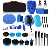 Juego de Limpieza de Coche, Juego de 31 Piezas para el Cuidado del Coche, Cepillo de Limpieza de Coche, Cepillo de eliminación de Polvo para Interior y Exterior del Coche, ventilación de Aire,