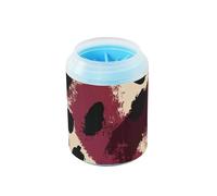 Juego de limpieza de patas reutilizable con cepillo de silicona para perros pequeños y medianos con estampado de leopardo negro y rojo