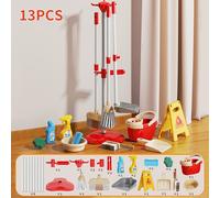 Juego de Limpieza Infantil de 8 piezas/Conjunto de 13 Piezas Escoba, Fregona y Lavabo - Juguetes de Simulación para el Hogar Adecuados como Regalo de