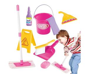 Juego de limpieza Juego de ficción para niños - Juguete de limpieza pesada Descripción, Protección para el juego de los niños | Incluye escoba, cepillo de escoba, cubo para , cartel