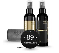 Juego de limpieza para coche, spray de cabina y paño de microfibra con ambientador de coche y ambientador de papel colgante, limpiador de cabina de coche, limpiador de interior para plástico,