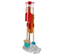 Juego de limpieza para niños de madera, juego de escoba de mano, mopa, plumero, recogedor, juego de juguetes