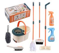 Juego de Limpieza para niños, Juego de Limpieza para niños, Escoba, fregona, recogedor, Cubo, Cepillo, Juego de Juguetes para niños y niñas