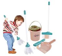 Juego de limpieza para niños pequeños - Juego de fregona y fregona para, Juego de limpieza para | Carro de limpieza para superficies lisas con escoba, bandeja de polvo