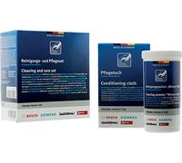 Juego de limpieza y cuidado de acero inoxidable Clean + Protect de 100 g en polvo y 5 paños de limpieza, compatible con Bosch Siemens Neff 00311964