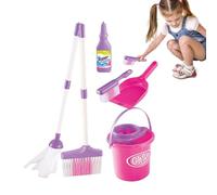 Juego de limpieza y escoba para niños pequeños - Juego de juegos para el hogar, juego de limpieza de juguetes que incluye escoba, fregona, cepillo, polvo, cubo, señal de advertencia, juguetes STEM