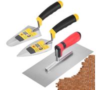 Juego de llana de acabado de agarre suave, 3 piezas de acero inoxidable for enyesar con llana plana, llana for lechada y ensambladora de ladrillos for hormigón, azulejos y mampostería.