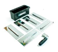Juego de Llanas Dentadas BIHUI - Conjunto de 6 Peines para Alicatado de 280x115mm - Paletas de Acero Inoxidable para Cola - Tamaños de 6,8,10,12,10x20mm.