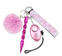 Juego de llavero de defensa personal, alarma de seguridad personal, herramienta de interruptor de ventana, kit de llavero portátil con luz LED para correr por la noche, autodefensa para mujeres (rosa)