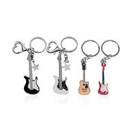 Juego De Llaveros De Guitarra De 4 Piezas, Cole De Estilo Musical Punk, Estrellas Y Elementos De Amor, Liviano, Adecuado para Que Los Amantes De La Música Cuelguen Y Regalen.