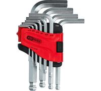 Juego de llaves acodadas cortas KS Tools, hexágono interior con cabezal esférico, en pulgadas
