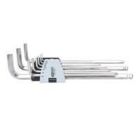 Juego de llaves acodadas de acero inoxidable XL KS Tools, hexágono interior con cabezal esférico