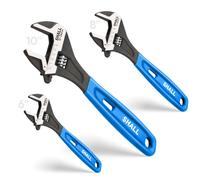 Juego de llaves ajustables SHALL de 3 piezas, 10/8/6 pulgadas, acero Cr-V, con agarre acolchado, mordaza ancha, acabado xido negro, con escalas