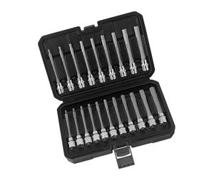 Juego de llaves Allen de eje largo profesional, 20 unidades de 3/8 pulgadas para llaves de vaso de grado industrial métrico y británico de 3 mm a 12 mm de 1/8 pulgadas a 7/16