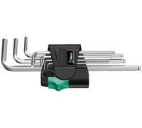 Wera 3950/9 Hex-Plus Stainless 1 Juego de llaves acodadas métricas, acero inoxidable, 9 piezas