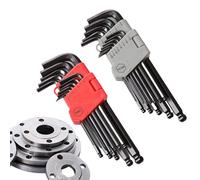 Juego de llaves Allen - Extremo de bola Allen largo en forma de L, llave de mango en L en pulgadas/métricas, 26 piezas, para motocicleta, vehículo, muebles mecánicos
