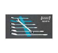 Juego de llaves combinadas de carraca HAZET 163-97/6 I 6 piezas I caja de plástico con sistema de seguridad, ancho de llave: 8-19 I juego completo".