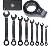 Klein Tools 69408G - Juego de llaves combinadas de trinquete, SAE, 5/16 a 3/4 pulgadas, aleación de acero de 90 dientes con bolsa de espuma, 8 piezas