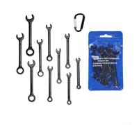 Juego de llaves de 10 piezas: kit de llaves de acero de alto carbono con tamaños métricos SAE | Bolsa de almacenamiento compacta D para clip de anillo para reparación de automóviles espacios reducidos