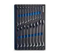 Juego de llaves de boca angulares Capri Tools de 30 y 60 grados, 6-24 mm, 19 piezas, con bandeja para mec nico