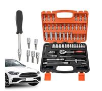Juego de llaves de carraca | con estuche de almacenamiento de 53 piezas de acero al carbono | Llave de vaso de reparación de coche | para herramientas de construcción de reparación de automóviles