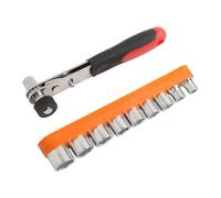 Juego de llaves de carraca con llave de vaso de 1/10.2 cm - 8 piezas métricas (5-12 mm) + mango de trinquete compacto para tareas de reparación del hogar y taller (B)