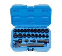 Juego de llaves de carraca huecas de 12 puntos con mecanismo bidireccional para reparación de automóviles de 24 piezas, 10-19 mm métricas y 3/8-7/8 pulgadas