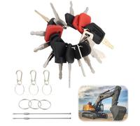 Juego de Llaves de Encendido,24PCS Llaves de Contacto de Repuesto de Repuesto Universales con 10 Llaveros, para Caterpillar Hitachi Kobelco Komatsu Kubota para Excavadoras Dumper Tractor Dozer