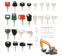 Juego de Llaves de Encendido,36PCS Llaves de Contacto de Repuesto de Repuesto Universales con 10 Llaveros, para Caterpillar Hitachi Kobelco Komatsu Kubota para Excavadoras Dumper Tractor Dozer