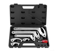 Juego de llaves de gancho ajustables con cabezales intercambiables, amortiguador y herramienta de ajuste de espiral para reparación de tuberías y sistemas de calefacción, cabeza cuadrada y redonda