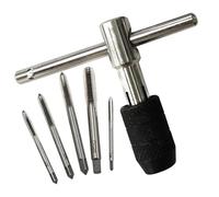 Juego de llaves de grifo, juego de herramientas de roscado con mango en T, soporte estilo trinquete, agarre ergonómico, construcción resistente, abrazadera ajustable, roscado manual para trabajos de