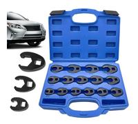 Juego de llaves de pata de gallo - 15 herramientas de reparación de acero inoxidable, kit de llave de tuerca de metal para reparación mecánica de mantenimiento de vehículos, tuercas acampanadas de 8 a