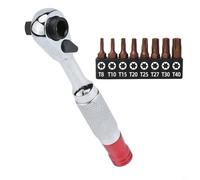 Juego de llaves de trinquete ajustables con accionamiento de 1/4 pulgadas, para soporte de brocas Torx y hexagonales, acero endurecido antioxidante, mango de goma antideslizante, para reparación de