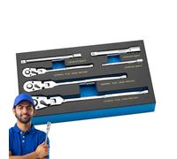 Juego de llaves de trinquete ajustables, kit de llaves de vaso flexibles de 180 grados, 6 piezas de diseño de acero de 72 dientes, barra de extensión telescópica de 1/4 3/8 1/2 pulgadas, llave de