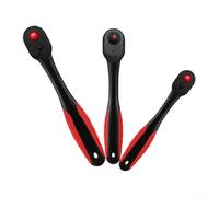 Juego de llaves de trinquete de 72 dientes con accionamiento de 1/4, 3/8, 1/2 pulgadas, llave de vaso de liberación rápida para espacios reducidos, interruptor de pulgar reversible, cromo vana(3