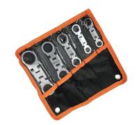 Juego de llaves de trinquete de doble cabeza de 5 piezas, llave inglesa ajustable de 72 dientes herramienta de mano para mango de espacio de coche