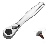 Juego de llaves de trinquete para mini llave de carraca de 1/4 de 72 dientes, mango reversible para reparación de automóviles, fijación de muebles del hogar, acero cromado (C)