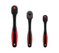 Juego de llaves de trinquete profesionales de 72 dientes con liberación rápida para unidades de 4, 3/8, 1/2 pulgadas, dirección reversible y agarre cómodo para espacios reducidos (3 piezas)