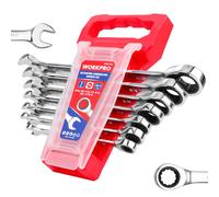 Juego de llaves de trinquete WORKPRO SAE de 7 piezas, juego de llaves combinadas de trinquete de 5/16'', 3/8'', 7/16'', 1/2'', 9/16'', 5/8'' y 18